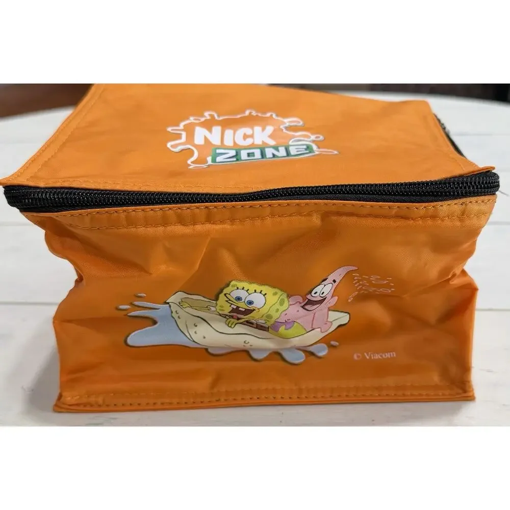 Nick Zone Orange Kids Lunch Bag Zipper Handle Reusable SpongeBob & Patrick